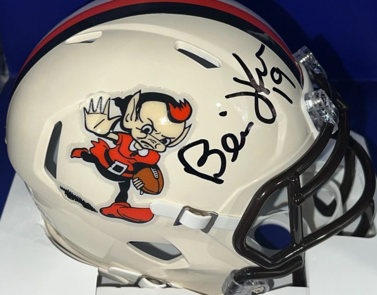 BERNIE KOSAR CLEVELAND BROWNS JSA AUTHENTICATED SIGNED RETRO MINI HELMET