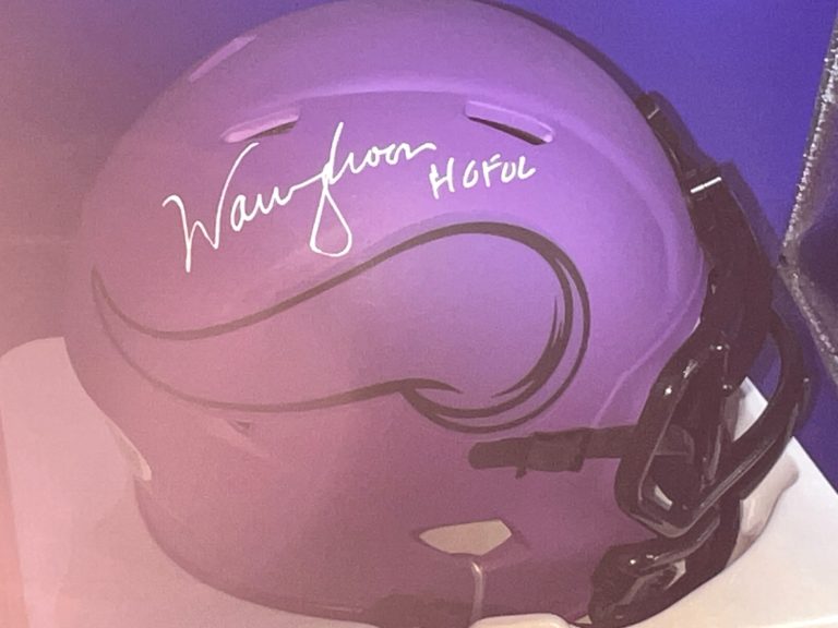 WARREN MOON MINNESOTA VIKINGS JSA AUTHENTICATED SIGNED RAVE MINI HELMET