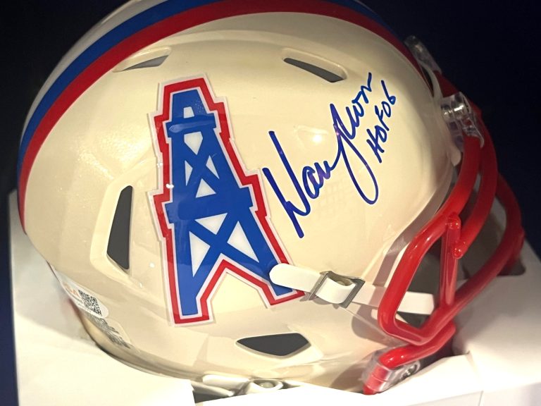 WARREN MOON HOUSTON OILERS JSA AUTHENTICATED SIGNED RETRO MINI HELMET