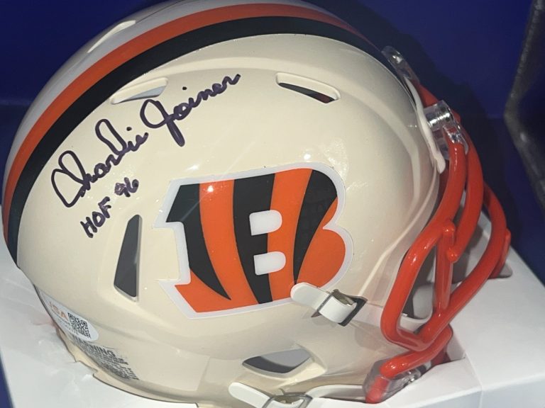 CHARLIE JOINER CINCINNATI BENGALS HOF 96 JSA AUTHENTIC SIGNED RETRO MINI HELMET