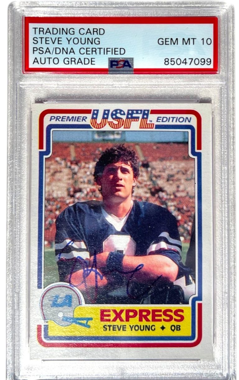 STEVE YOUNG SIGNED 1984 TOPPS USFL #52 ROOKIE CARD RC 49ERS PSA/DNA AUTO 10