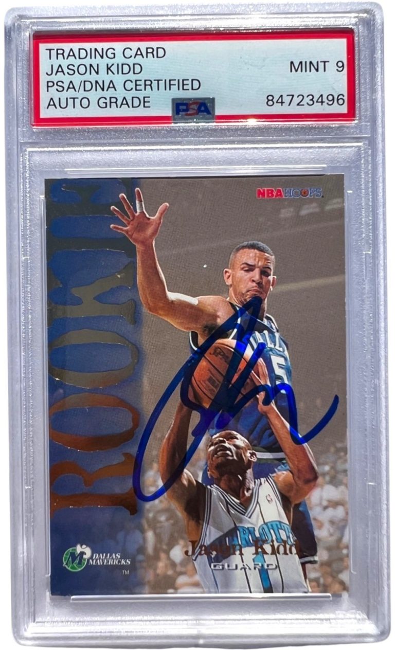 1994 HOOPS #317 JASON KIDD SIGNED ROOKIE RC PSA DNA AUTO 9