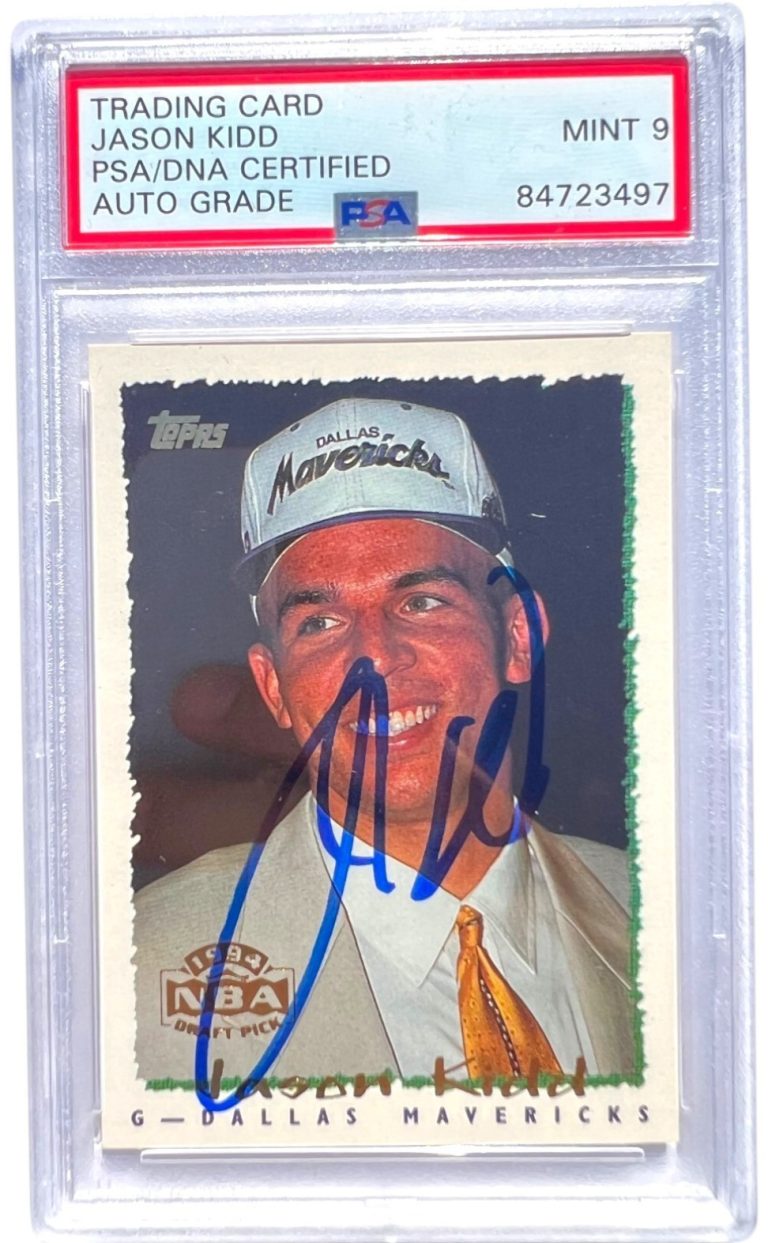 Jason Kidd 1994 Topps NBA Draft Pick #37 Rookie RC Signed PSA 9 Auto Mavericks