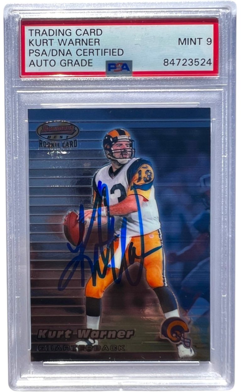 KURT WARNER SIGNED 1999 BOWMAN BEST ROOKIE CARD #110 RC PSA/DNA 9 AUTO
