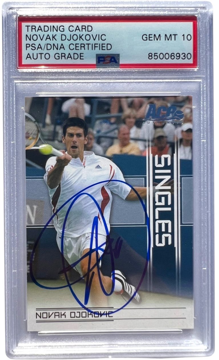NOVAK DJOKOVIC SIGNED 2007 ACE AUTHENTIC SINGLES RC CARD ROOKIE PSA AUTO 10