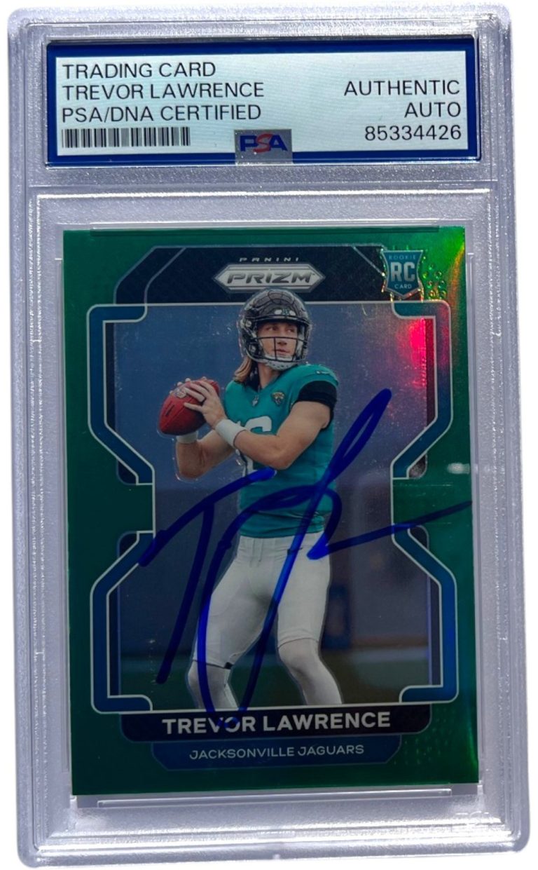 Trevor Lawrence Signed 2021 Panini Prizm Green Prizm RC Rookie #331 PSA Auto