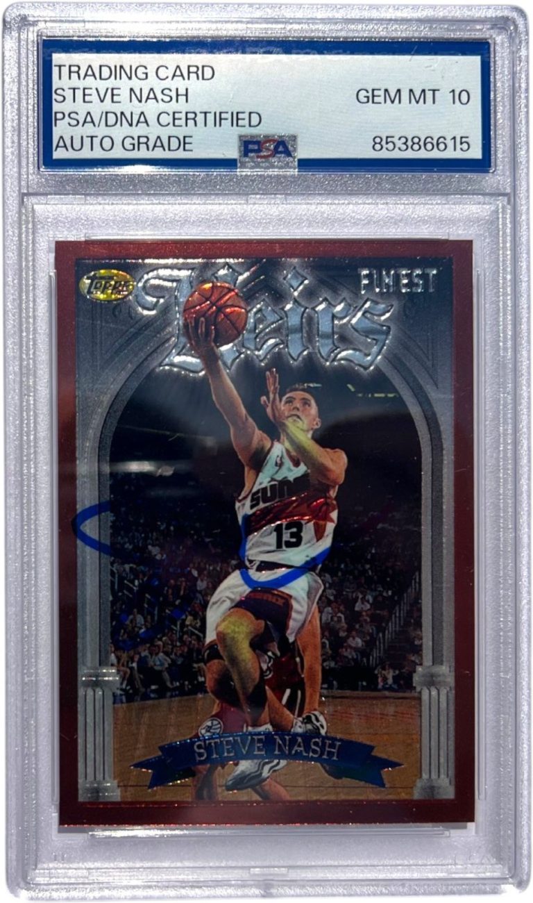 STEVE NASH SIGNED 1996 TOPPS FINEST HEIRS ROOKIE #217 SUNS PSA 10 AUTO