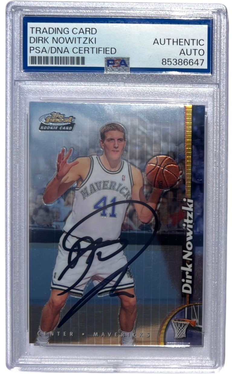 DIRK NOWITZKI SIGNED 1998 TOPPS FINEST ROOKIE CARD #234 MAVERICKS PSA AUTO