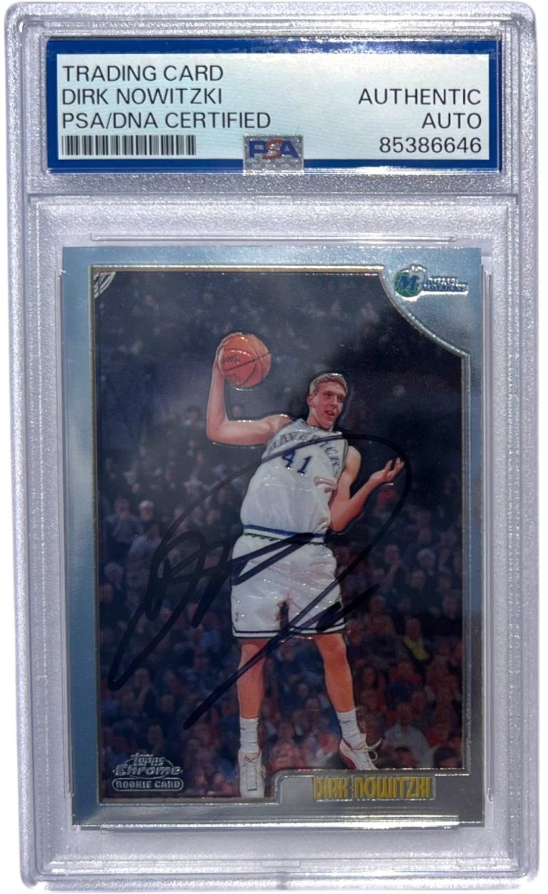 1998 TOPPS CHROME DIRK NOWITZKI SIGNED ROOKIE CARD #154 AUTO PSA