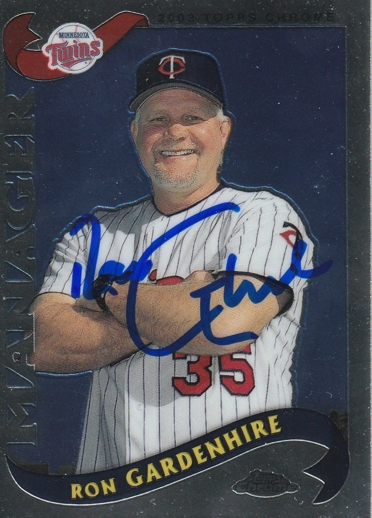 RON GARDENHIRE MINNESOTA TWINS 2002 TOPPS CHROME TRADED SIGNED CARD #T110
