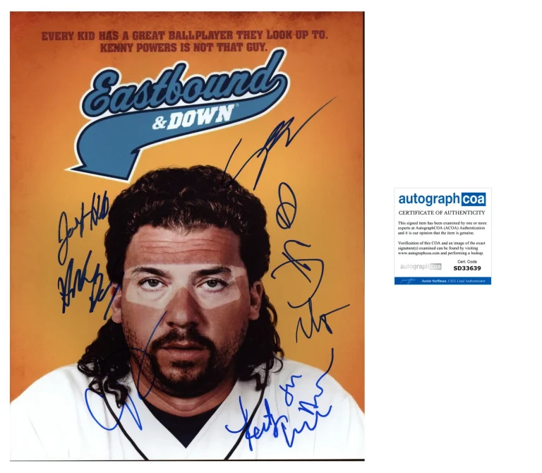 EASTBOUND & DOWN SIGNED AUTOGRAPH 11x14 PHOTO DANNY MCBRIDE +7 w/PROOF ACOA COA
