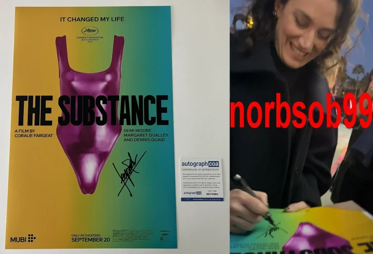 CORALIE FARGEAT THE SUBSTANCE SIGNED 12x18 PHOTO w/EXACT VIDEO PROOF & COA ACOA
