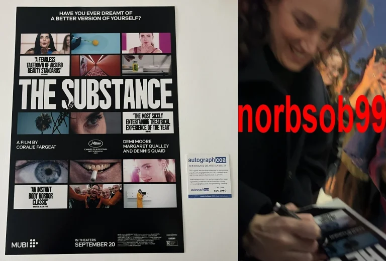 CORALIE FARGEAT THE SUBSTANCE SIGNED 12x18 PHOTO w/EXACT VIDEO PROOF & ACOA COA