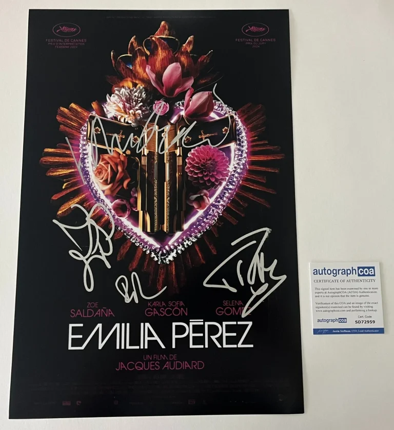 ZOE SALDANA KARLA GASCON +2 SIGNED EMILIA PEREZ 12x18 PHOTO w/EXACT PROOF & COA
