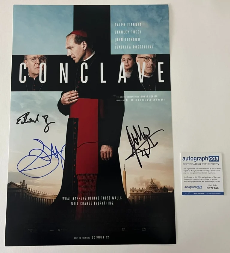 JOHN LITHGOW & EDWARD BERGER +1 SIGNED CONCLAVE 12x18 PHOTO w/EXACT PROOF & COA
