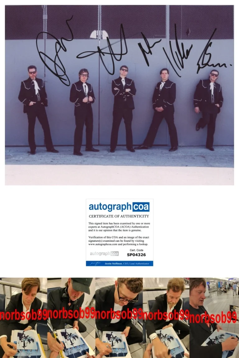 THE HIVES BAND SIGNED 8x10 PHOTO A PELLE ALMQVIST +4 w/EXACT PROOF AUTOGRAPH COA