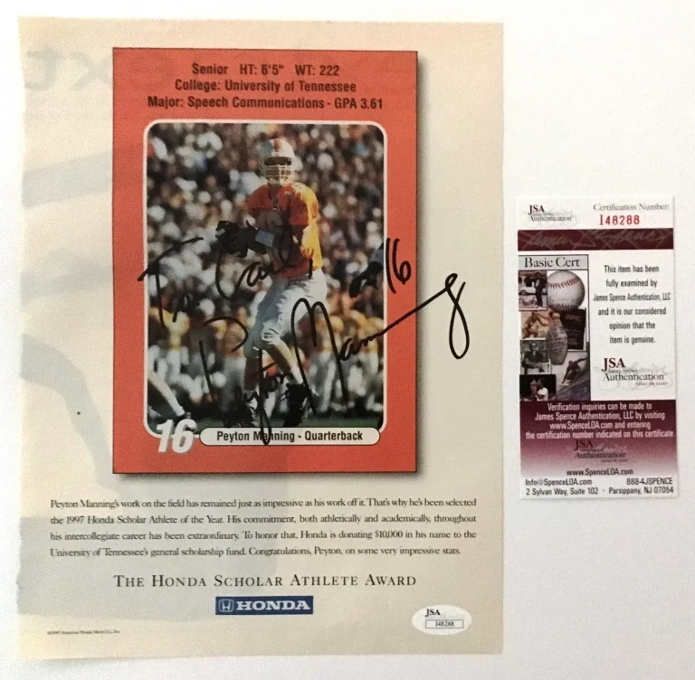 Peyton Manning Signed Autographed Magazine Page JSA Vintage College Signature