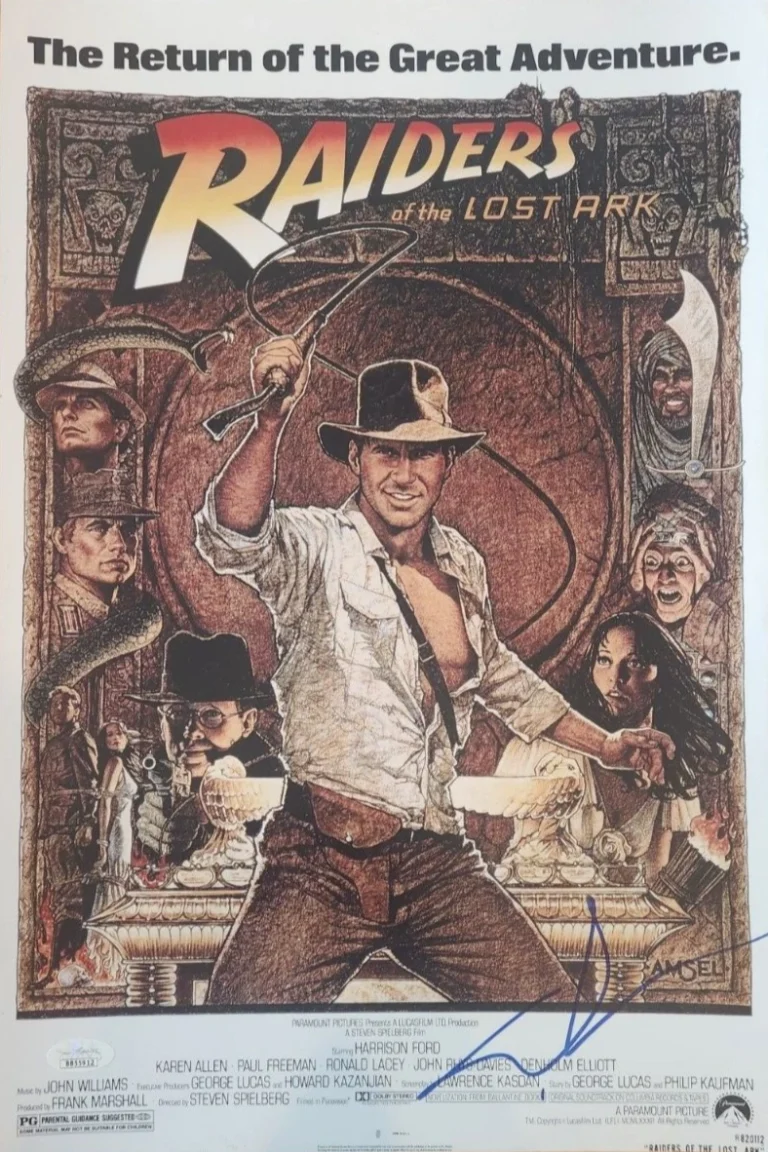 George Lucas Signed 12x18 Poster w JSA LOA Indiana Jones Raiders of the Lost Ark