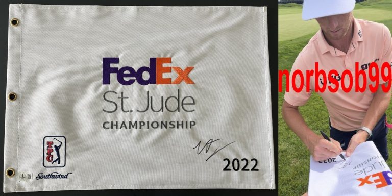 WILL ZALATORIS SIGNED 1st PGA WIN 2022 ST. JUDE FLAG w/EXACT PROOF & BECKETT COA