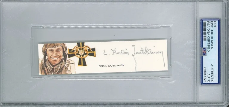 Eino Juutilainen Signed Cut Signature PSA/DNA 94 Victory Ace GOE EIJ