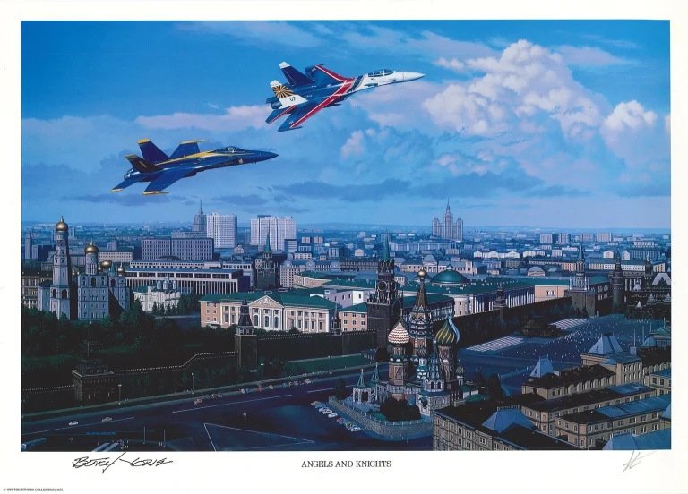 Butch Voris Signed Angels & Knights Print Stan Stokes Blue Angels AIV COA