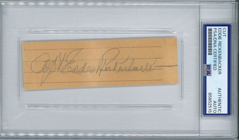 Eddie Rickenbacker Signed Cut Signature PSA DNA Encapsulated WWI Flying Ace