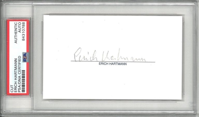 Erich Hartmann Signed Cut Signature PSA DNA Encapsulated WWII German Ace