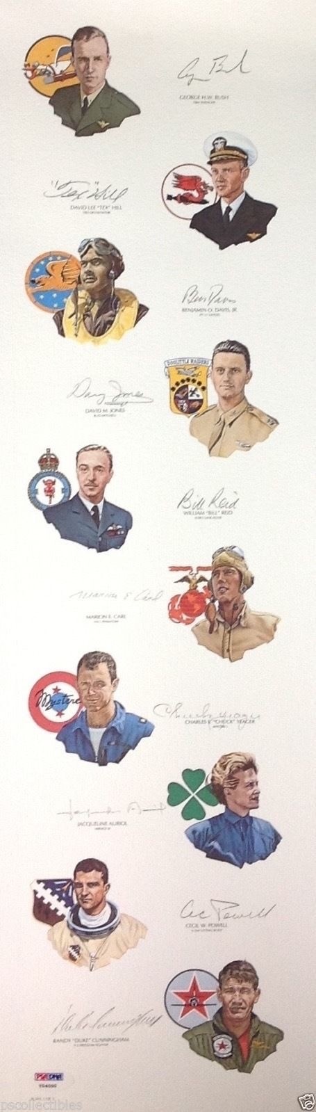 1992 Gathering of Eagles Signed Print PSA DNA Bush Yeager Olds Davis