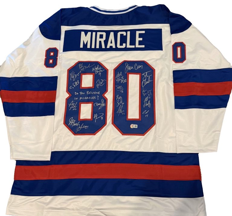 1980 US OLYMPIC HOCKEY TEAM SIGNED JERSEY BAS MIRACLE ON ICE X18 W/ INSC