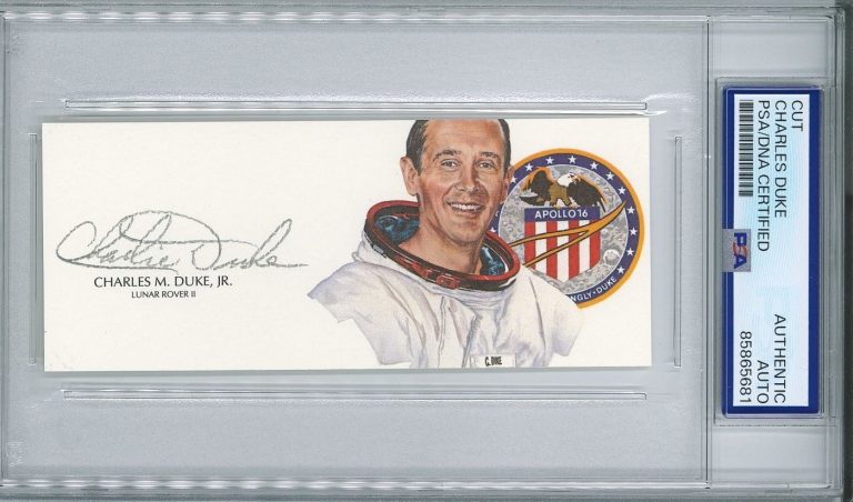 Charles Duke Signed Cut Signature PSA/DNA Encapsulated Apollo 16 Moonwalker