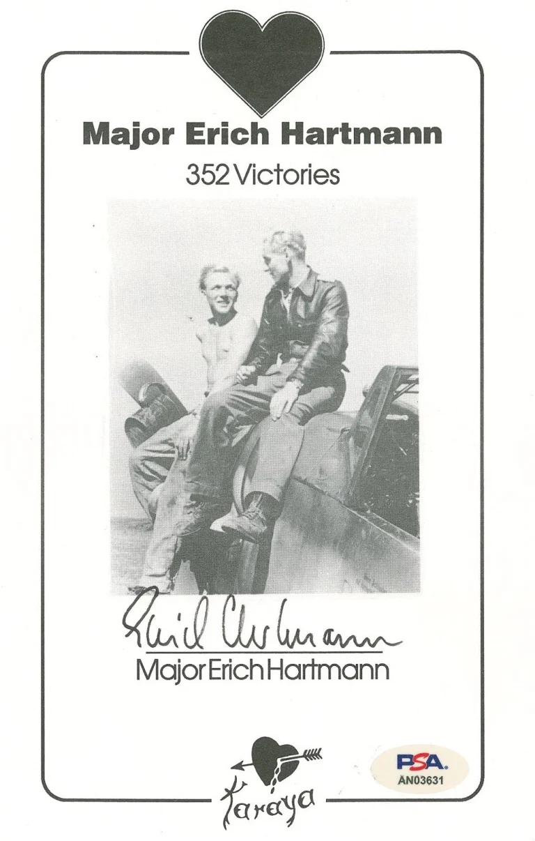 Erich Hartmann Signed Bookplate PSA DNA LOA WWII German Ace 352 Victories