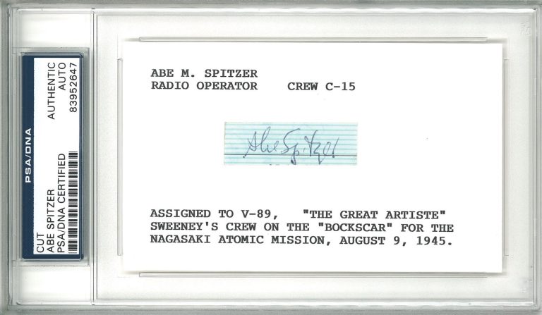 Abe Spitzer Signed Cut Signature PSA DNA Bockscar Radio Operator WWII