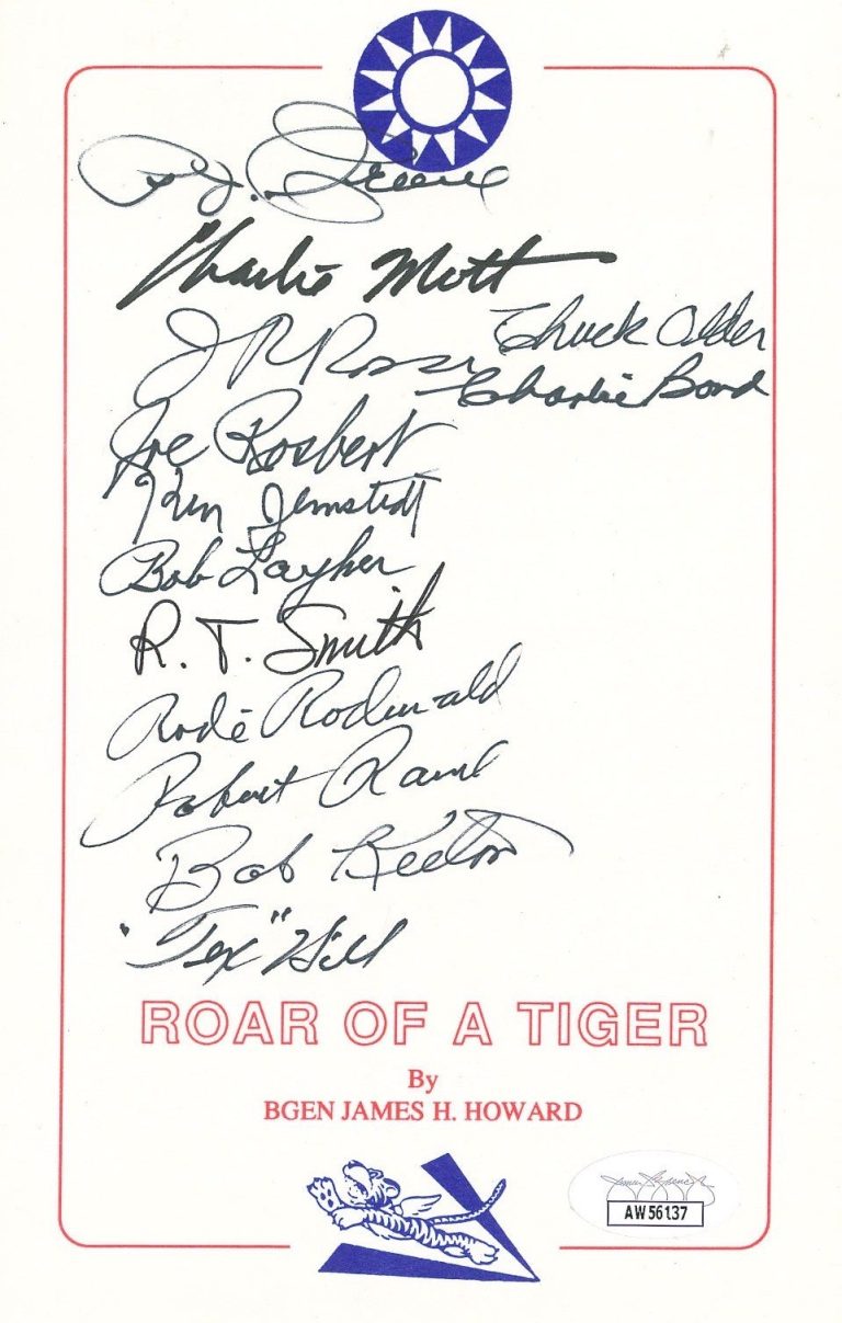 AVG Flying Tigers Signed Bookplate JSA COA 13 Autographs Roar of a Tiger