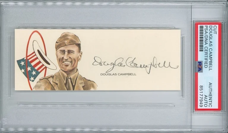Douglas Campbell Signed Cut Signature PSA/DNA WWI Fighter Ace GOE