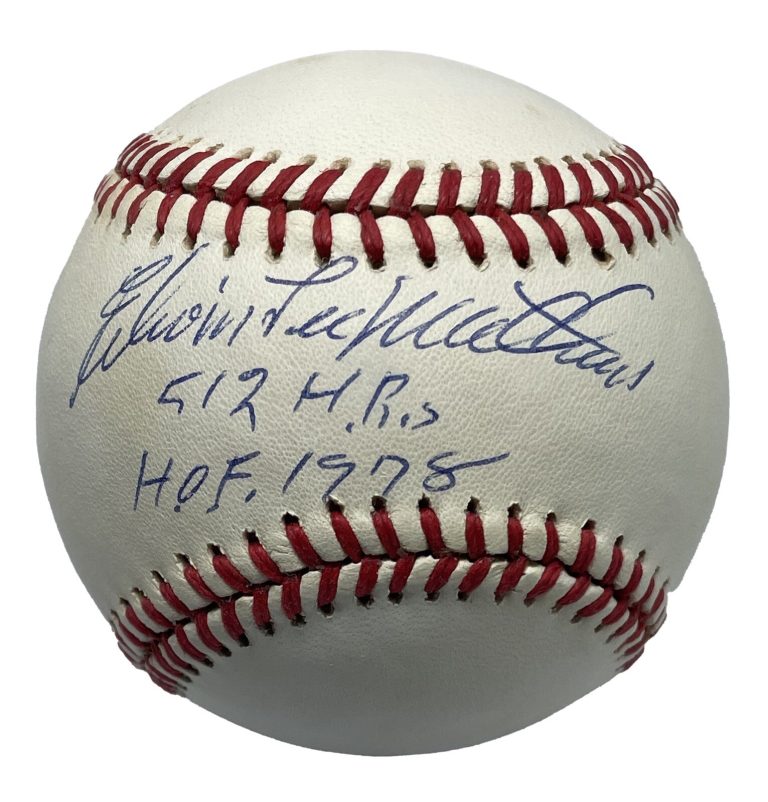 EDDIE MATHEWS SIGNED NL BASEBALL BAS Y55354 W/FULL NAME - HOF - HR INSCR