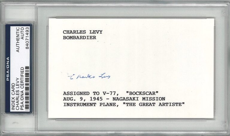 CHARLES LEVY SIGNED INDEX CARD PSA DNA 84071493 (D) BOCKSCAR C-13 CREW MEMBER