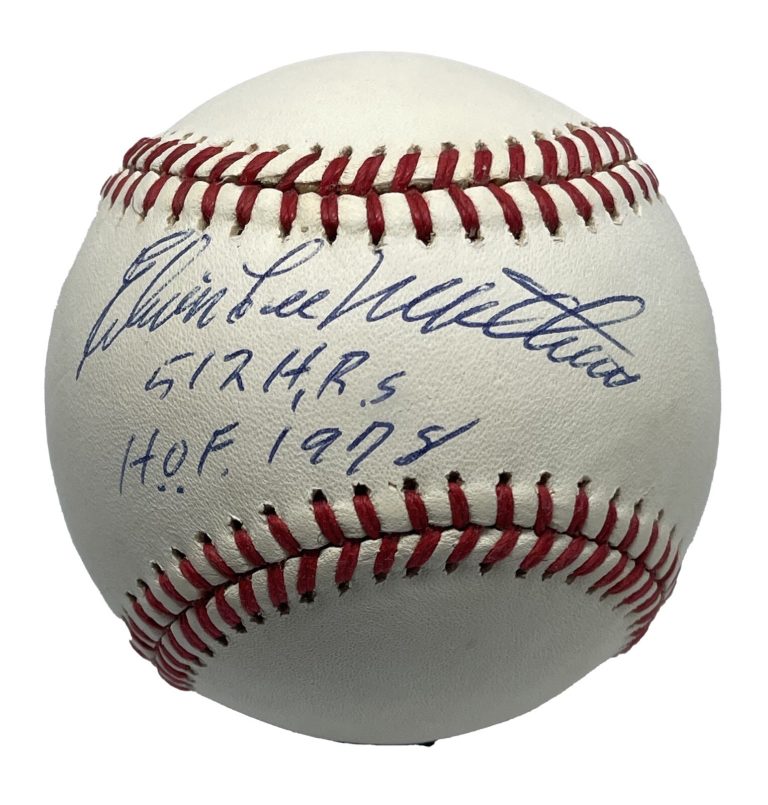 EDDIE MATHEWS SIGNED NL BASEBALL BAS Y55355 W/ FULL NAME - HOF - HR INSCR