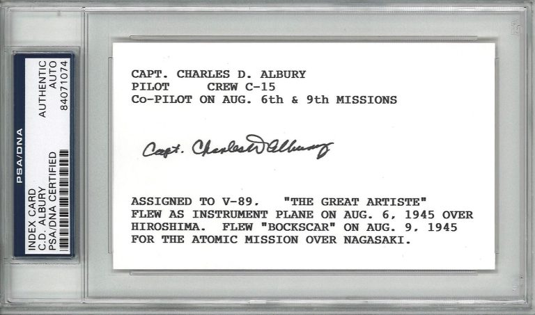 CD ALBURY SIGNED INDEX CARD PSA DNA 84071074 (D) WWII BOCKSCAR GREAT ARTISTE