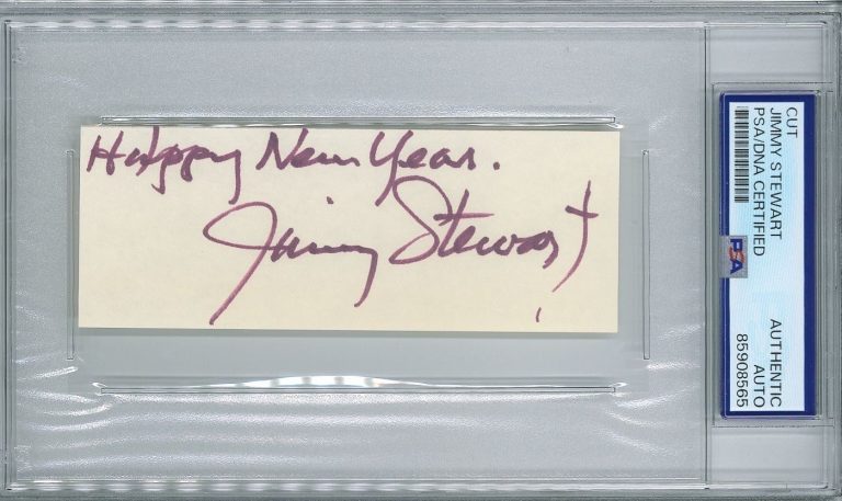 Jimmy Stewart Signed Cut Signature Happy New Year PSA DNA Encapsulated Auto