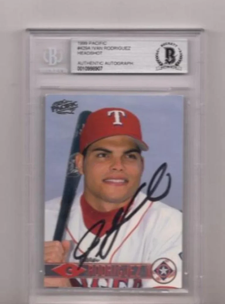 1999 PACIFIC IVAN RODRIGUEZ SIGNED CARD BECKETT AUTHENTIC AUTOGRAPH