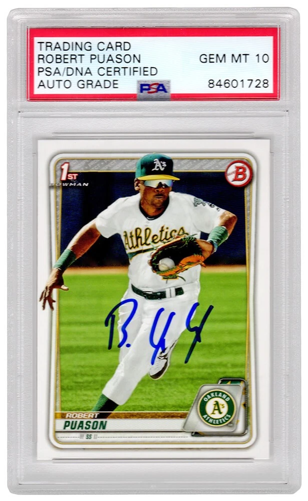 Robert Puason Autographed 2020 Topps Bowman RC Card #BP-145 (PSA/ Auto 10)