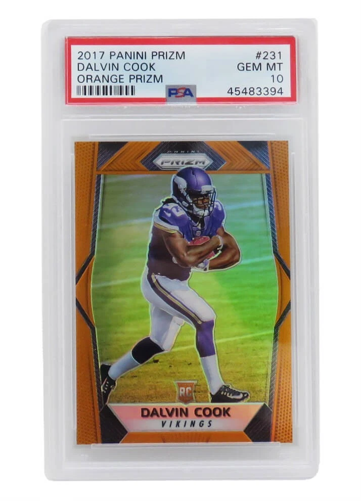 Dalvin Cook 2017 Panini Prizm #231 ORANGE Prizm RC Card (#/275)- PSA 10 GEM MINT