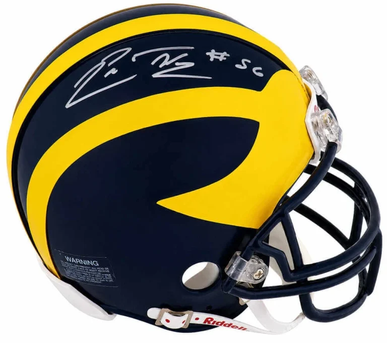 Lamar Woodley Signed Michigan Wolverines Riddell VSR4 Mini Helmet (SCHWARTZ COA)