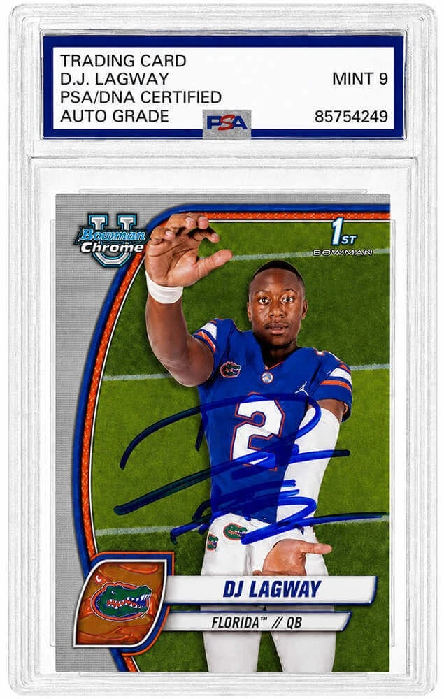 DJ Lagway Signed 2024 Bowman Chrome Football Card #63 -(PSA/DNA - Auto Grade 10)