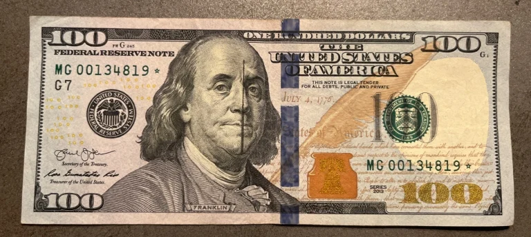2013 $100 Federal Reserve Note Star Note “MG00134819* Banknote