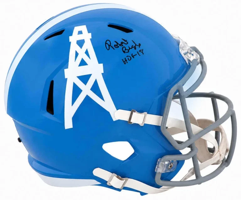 Robert Brazile Signed Oilers T/B Blue Riddell F/S Replica Helmet w/HOF -(SS COA)