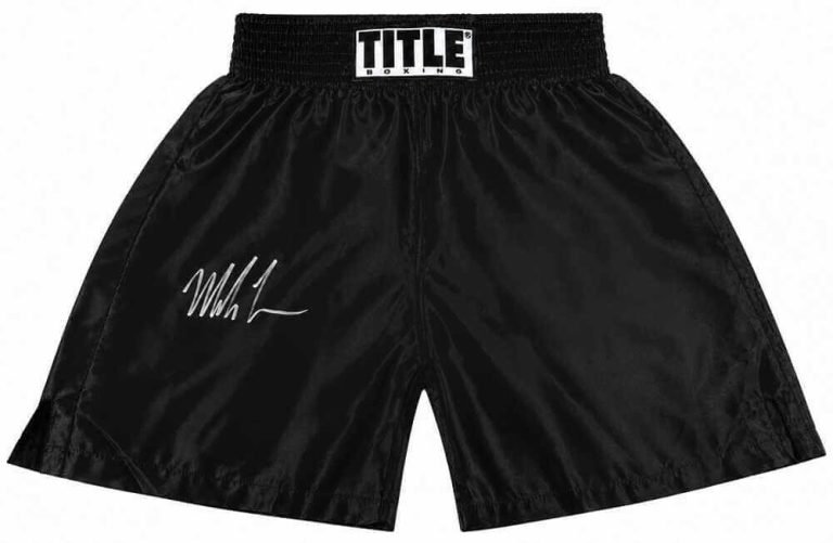 Mike Tyson Signed Title Black Boxing Trunks - (SCHWARTZ SPORTS COA)