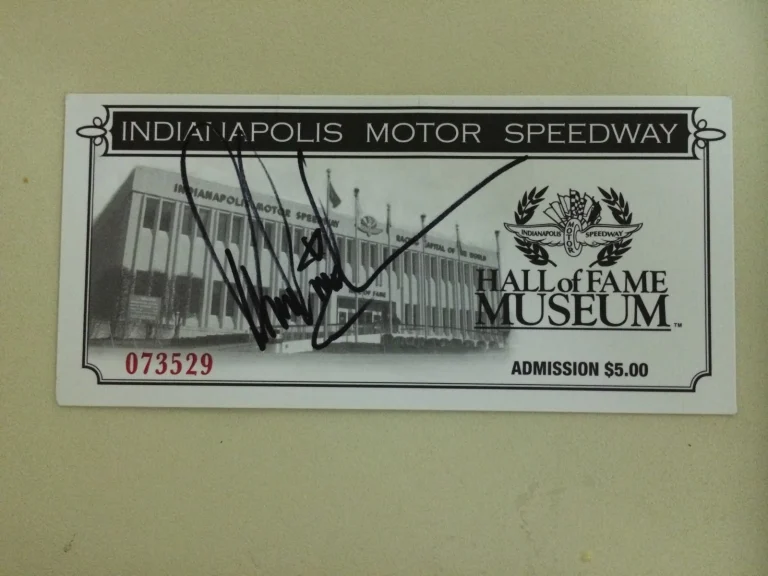 Donald Davidson Signed Indianapolis Motor Speedway Indy 500 Museum Ticket Auto