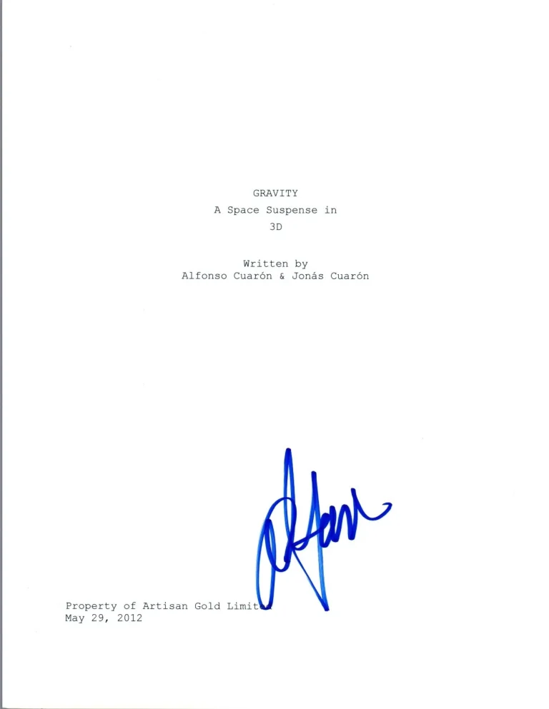 Alfonso Cuaron Signed Autographed GRAVITY Movie Script COA VD