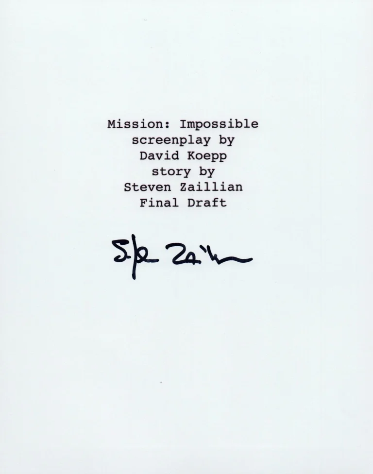 Steven Zaillian Signed Autographed MISSION IMPOSIBLE Movie Script COA VD